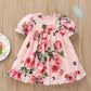 Flower Puff Sleeves Dress For Baby