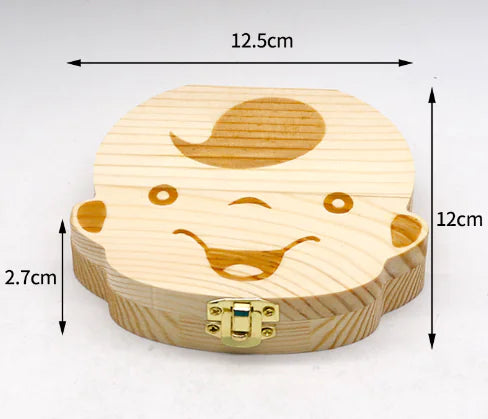 Wooden Baby Tooth Storage Box for Kids