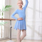 DIPUG Girls Ballet Leotards with Removable Skirt Toddler Hollow Back Dance Dress Combo Long Sleeve 10-12 Years Blue-long Sleeve