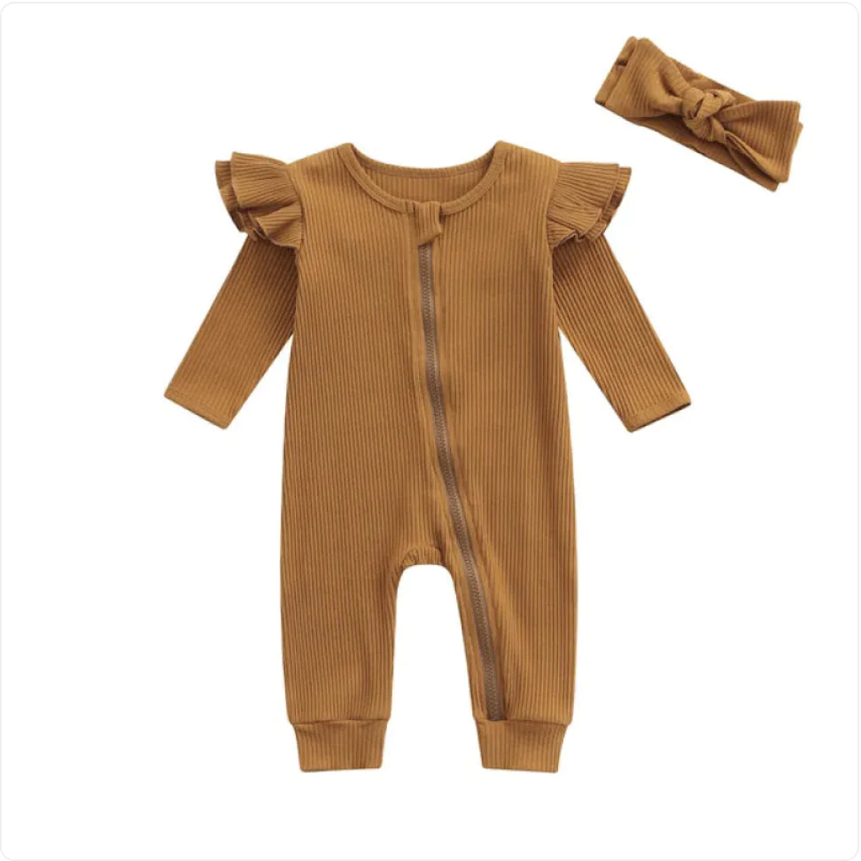 Newborn Baby Rompers – Solid Color Long-Sleeve Jumpsuit (4 Colors)