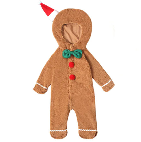 Baby Christmas Gingerbread Romper with Hat