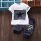 Baby Boy Summer Star Printed Clothes Set: T-Shirt + Pants Suit