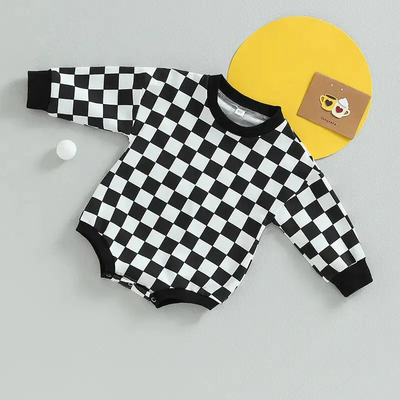 Baby Checkered Print Bubble Romper Onesie