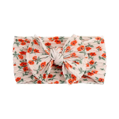 Print Nylon Baby Girl Headband Bow Topknot