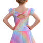 MdnMd Ballet Leotards with Skirt Toddler Girls Dance Ballerina Outfit Dresses Short Sleeve Rainbow Butterfly 4-5T