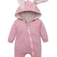 Rabbit Ear Hooded Baby Rompers