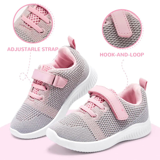 nerteo Toddler/Little Kid Boys Girls Shoes Running/Walking Sports Sneakers 1 Little Kid Light Grey/Pink