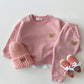 0-2Y Baby Long Sleeve Bear Sweatshirt Romper Sweet Lavender Oversized Terry Cotton