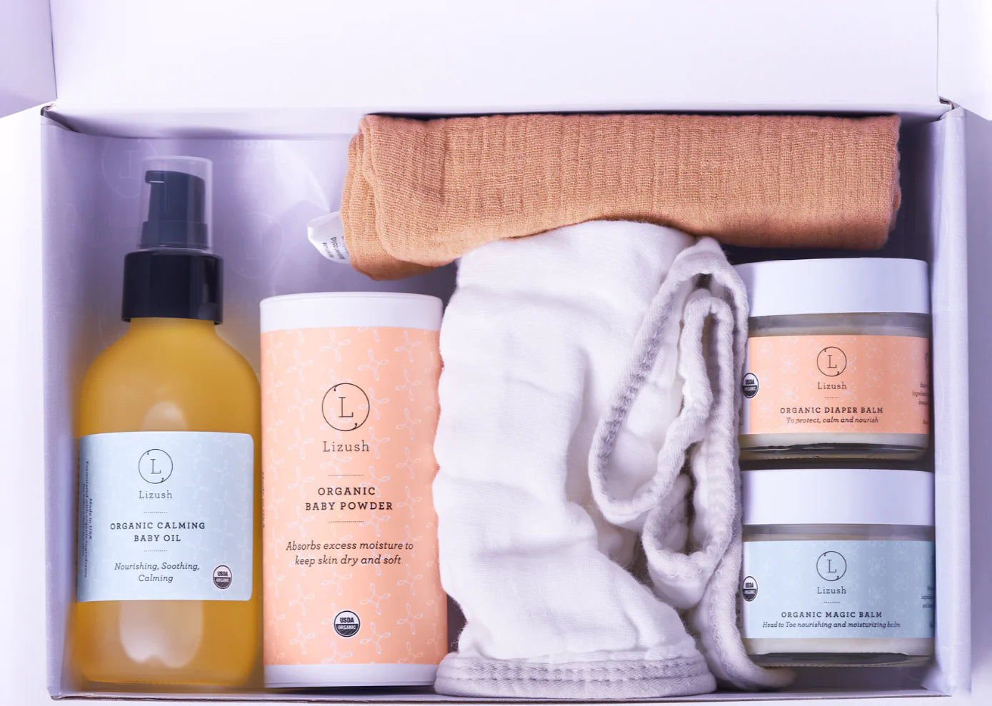 Organic full care new baby gift set - welcome little one!