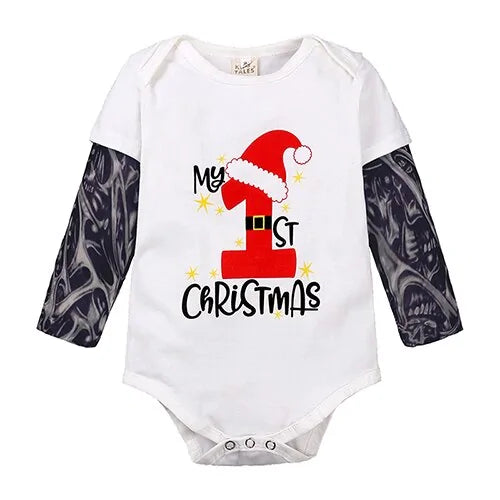 Baby Boys Romper Long Sleeve Tattoo Print