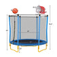 5.5FT Trampoline For Kids -65 Outdoor & Indoor Mini Toddler Trampoline With Enclosure, Basketball Hoop And Ball Included