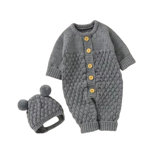 Baby Knit Set - Romper, Beanie, Mittens & Booties