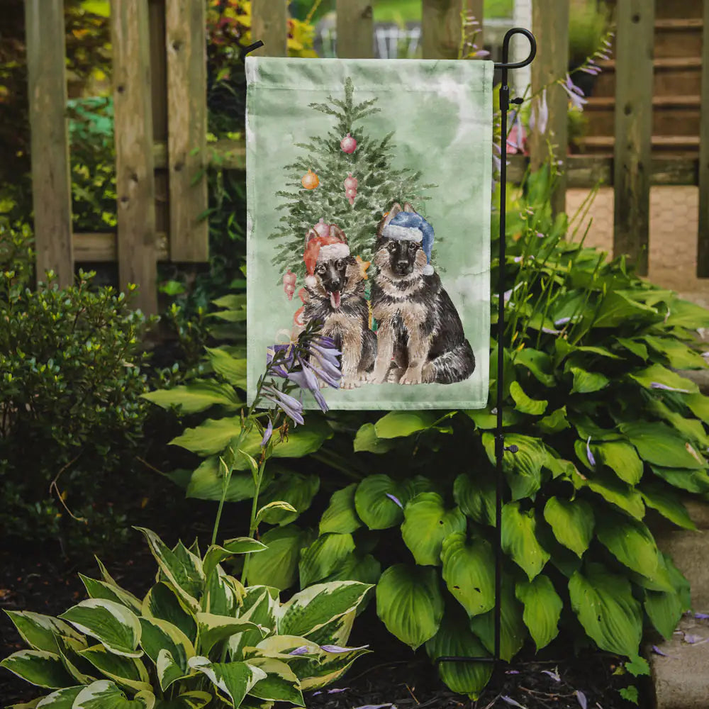 German Shepherd Momma Baby Christmas Presents and Tree Garden Flag