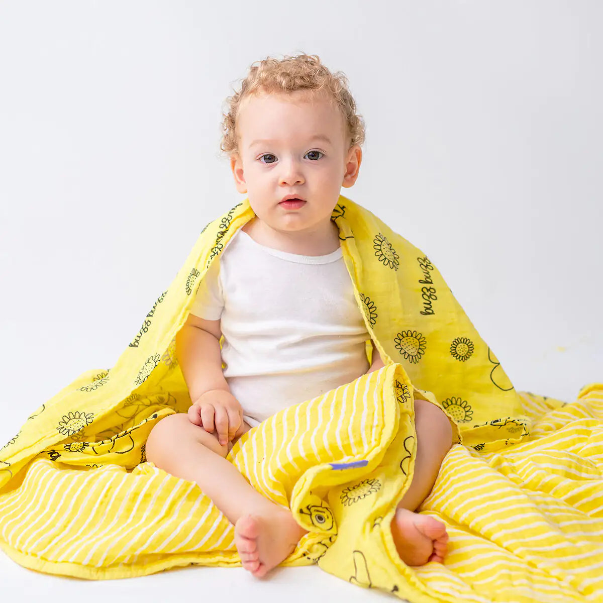 Milk&Moo Set of 2 Buzzy Bee Baby Muslin Swaddle Blanket