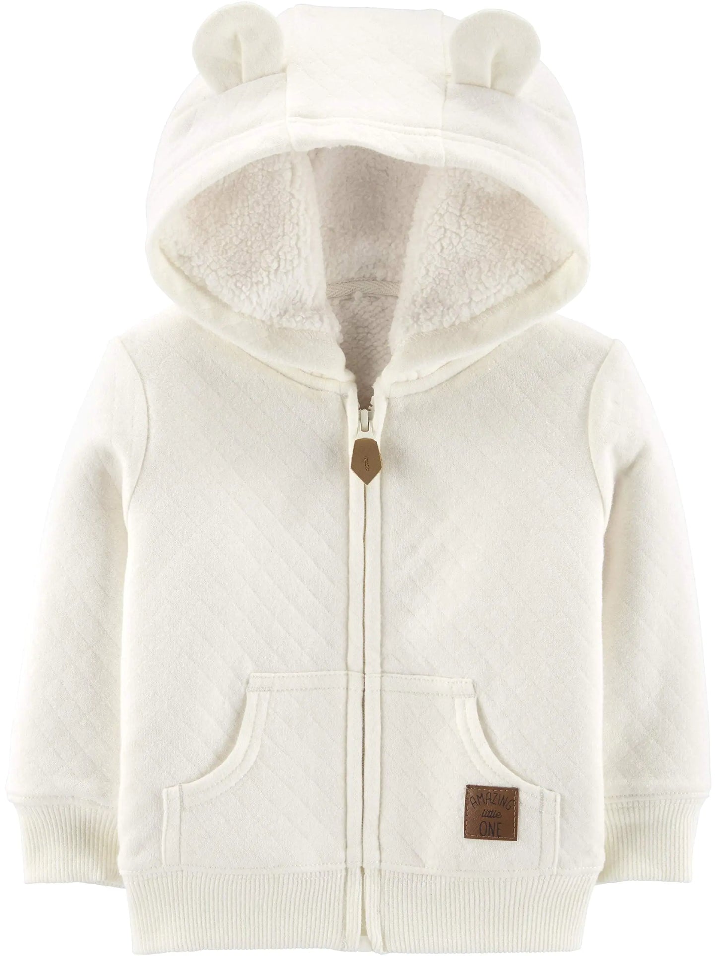 Simple Joys by Carter's Baby Hooded Sweater Jacket with Sherpa Lining 0-3 Months Oatmeal