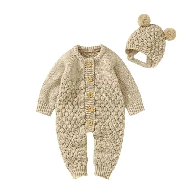 Baby Knit Set - Romper, Beanie, Mittens & Booties