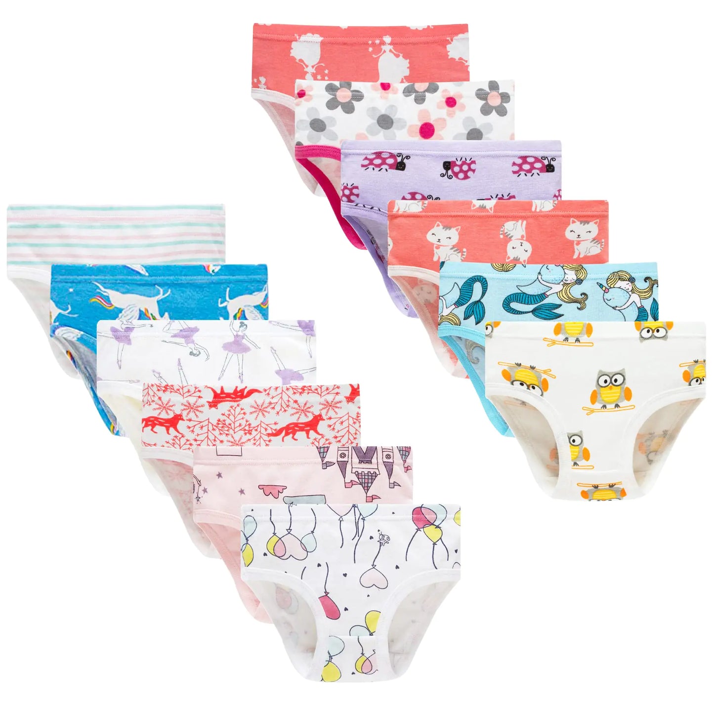 Barara King Little Girls' Soft Cotton Underwear Toddler Undies Kids panties 3 12 Pack - Fashion Assorted -Zh20zh15