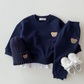 0-2Y Baby Long Sleeve Bear Sweatshirt Romper Sweet Lavender Oversized Terry Cotton