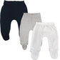 123 Bear Baby Soft Cotton Spandex Pants with Feet 0-3 Months Blkgrywht 3-pack