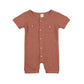 Solid Color Short Sleeve Round Neck Button Baby Playsuit