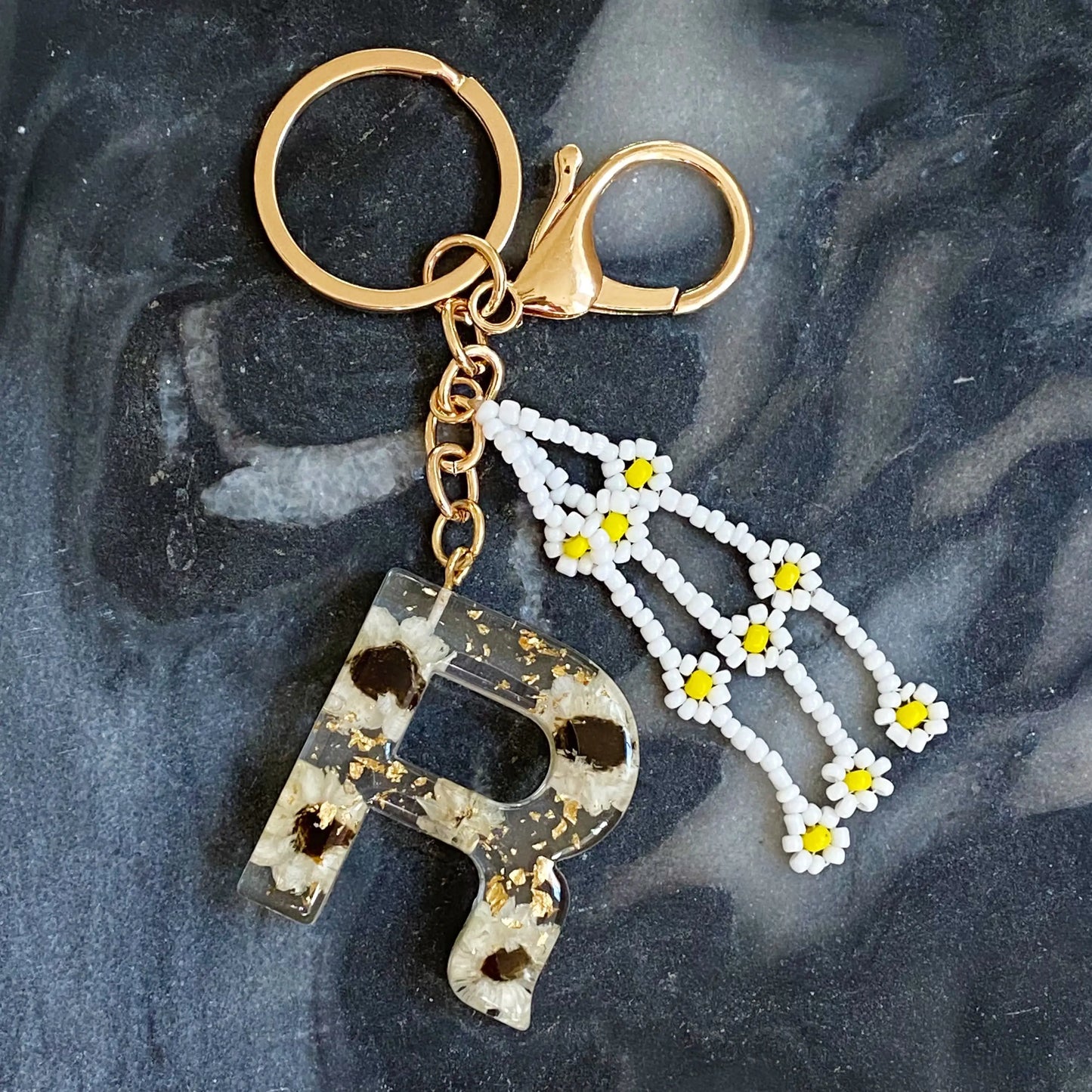 Baby Daisy Initial Key Chain