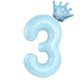 32inch Pastel Baby Blue Pink Foil Number Balloon With Crown 1 2 3 4 5 6 7  Birthday Party Baby Shower Wedding Decoration