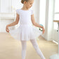 MdnMd Ballet Leotards for Girls Toddler Dance Ballet Leotard with Skirt Ballerina Dresses Tutu Outfits Flutter Sleeve 10-12 Years T71 - White