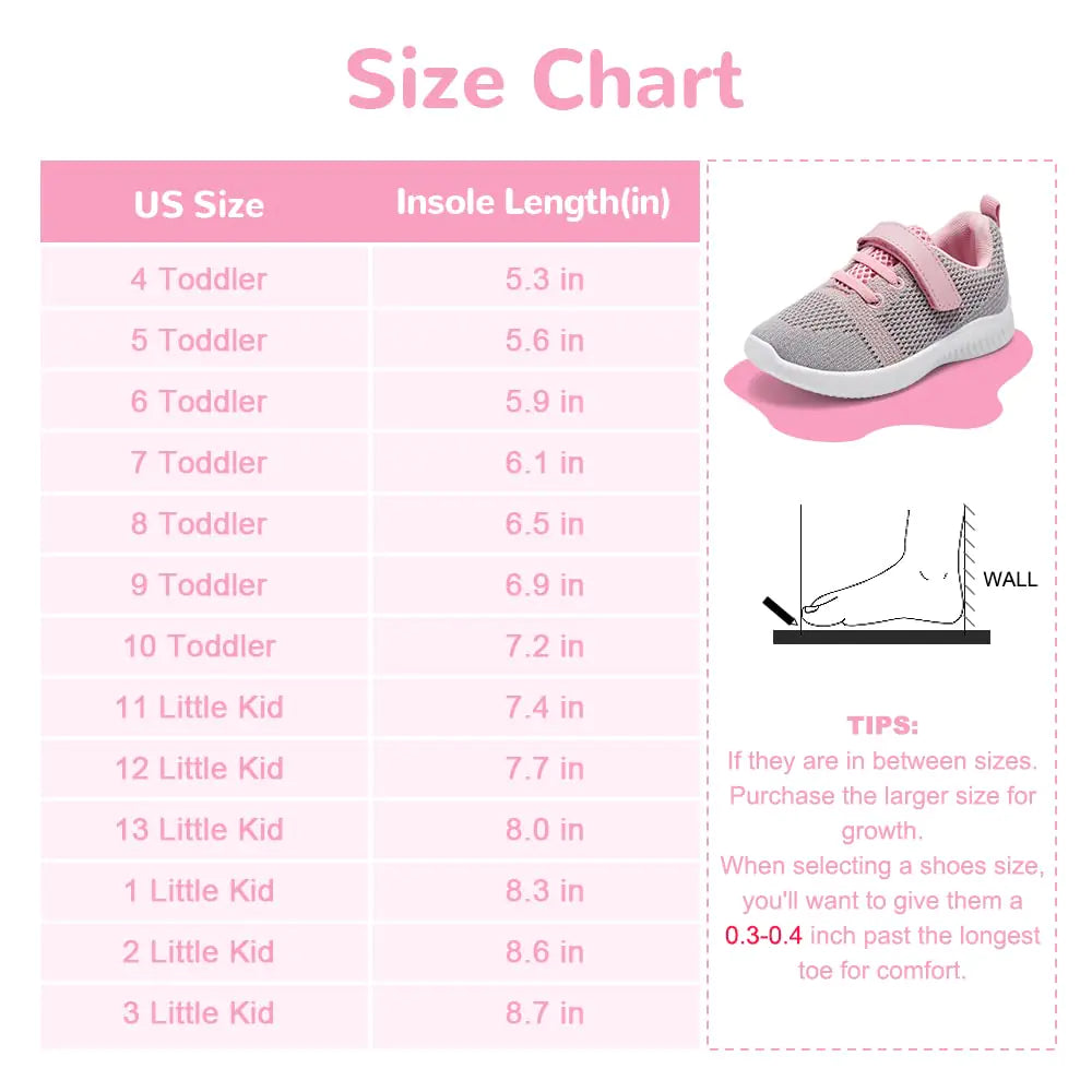 nerteo Toddler/Little Kid Boys Girls Shoes Running/Walking Sports Sneakers 1 Little Kid Light Grey/Pink