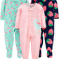 Simple Joys by Carter's Toddlers and Baby Girls' Loose-Fit Polyester Jersey Footed Pajamas, Pack of 3 6-9 Months Dinosaur/Flamingo/Strawberry Print