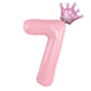 32inch Pastel Baby Blue Pink Foil Number Balloon With Crown 1 2 3 4 5 6 7  Birthday Party Baby Shower Wedding Decoration