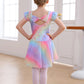 MdnMd Ballet Leotards with Skirt Toddler Girls Dance Ballerina Outfit Dresses Short Sleeve Rainbow Butterfly 4-5T