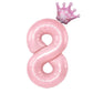 32inch Pastel Baby Blue Pink Foil Number Balloon With Crown 1 2 3 4 5 6 7  Birthday Party Baby Shower Wedding Decoration