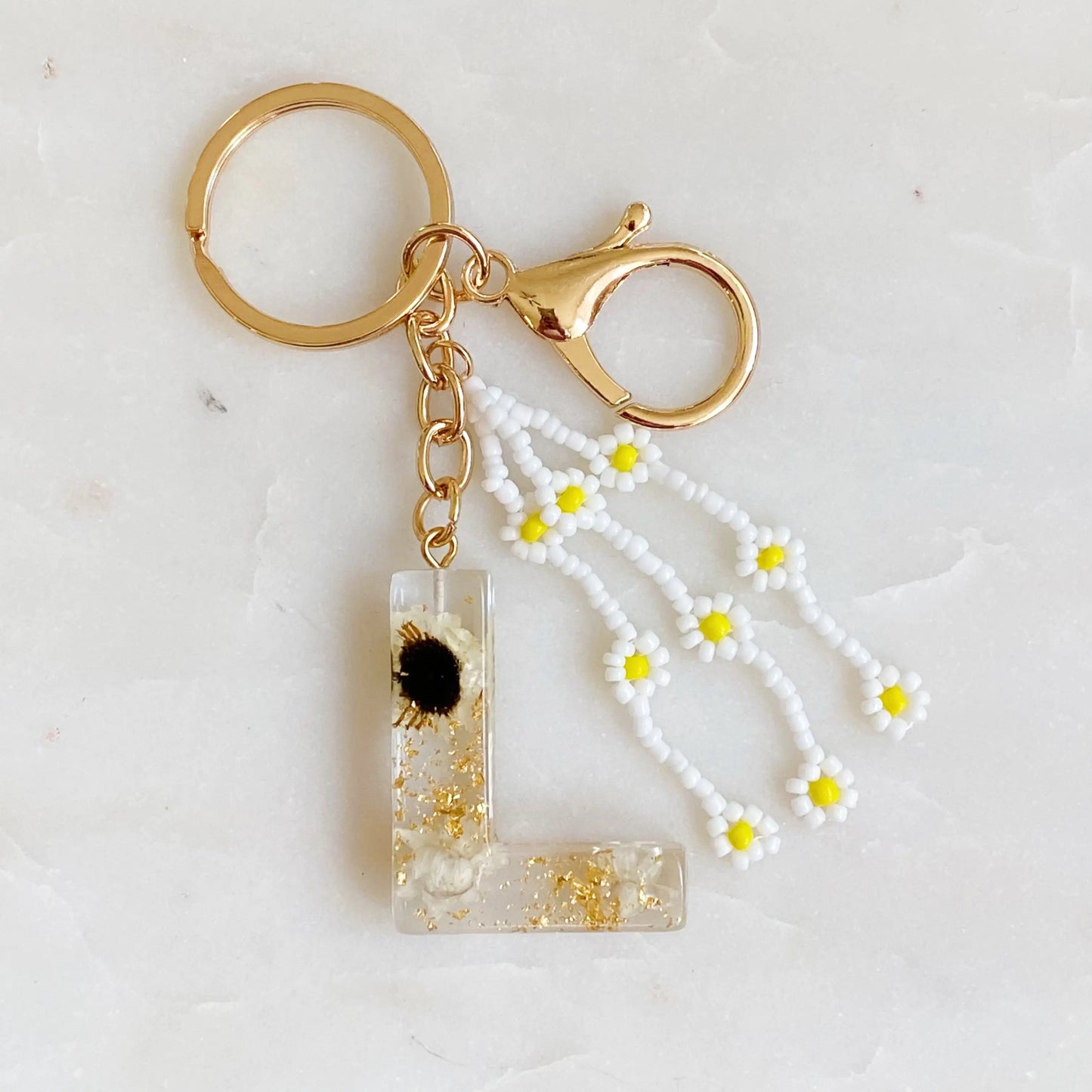 Baby Daisy Initial Key Chain