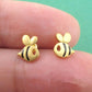 Baby Bee Earrings Variation Gold With Black Accents