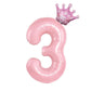 32inch Pastel Baby Blue Pink Foil Number Balloon With Crown 1 2 3 4 5 6 7  Birthday Party Baby Shower Wedding Decoration