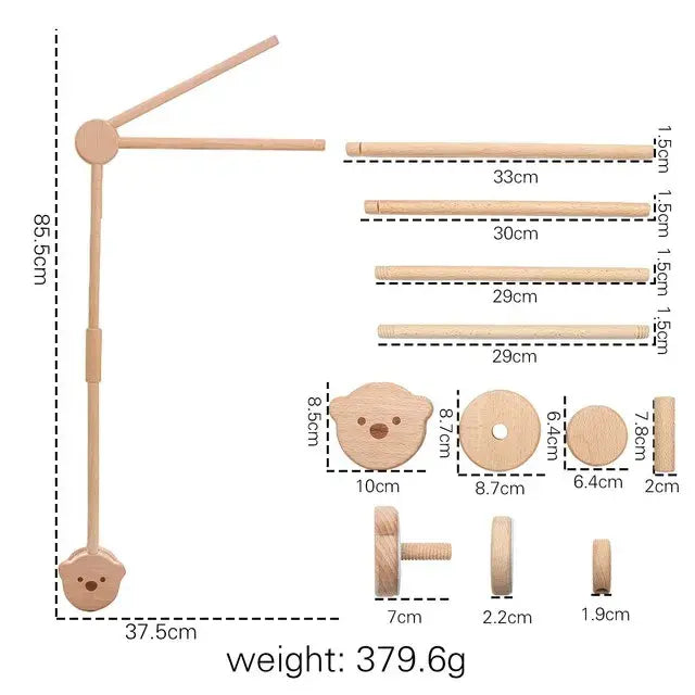 Wooden Baby Crib Mobile Rattle Hanger And Bell Holder