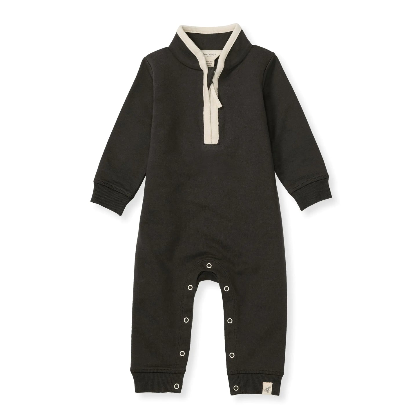 Burt's Bees Baby baby-boys Romper Jumpsuit, 100% Organic Cotton One-piece Short Sleeve Shortall, Long Sleeve Coverall 24 Months Ash Quarter Zip 1