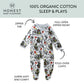 HonestBaby Sleep and Play Footed Pajamas One-Piece Sleeper Jumpsuit Zip-Front PJs Organic Cotton for Baby Boys, Unisex 1 Haunted House 0-3 Months