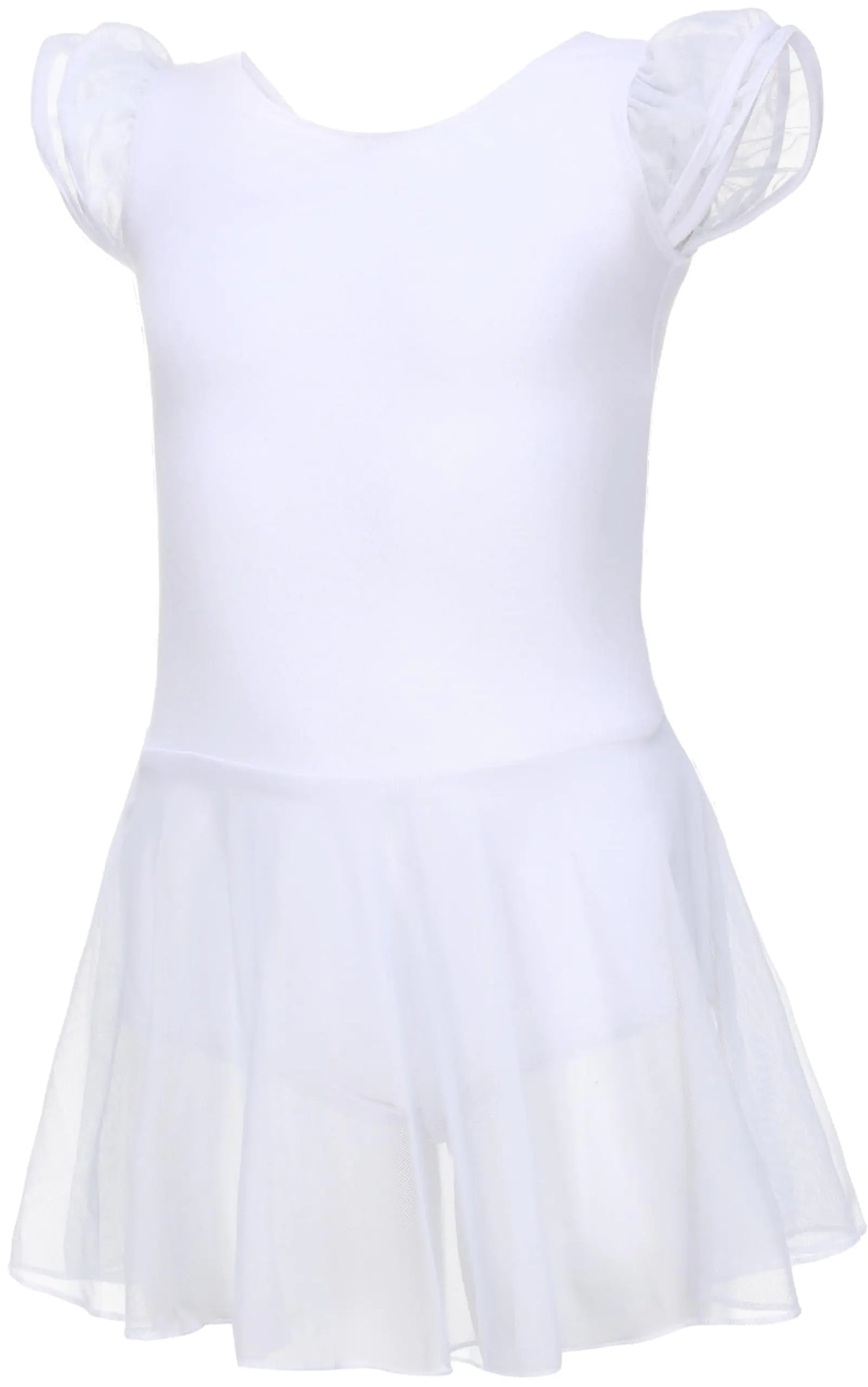 MdnMd Ballet Leotards for Girls Toddler Dance Ballet Leotard with Skirt Ballerina Dresses Tutu Outfits Flutter Sleeve 10-12 Years T71 - White