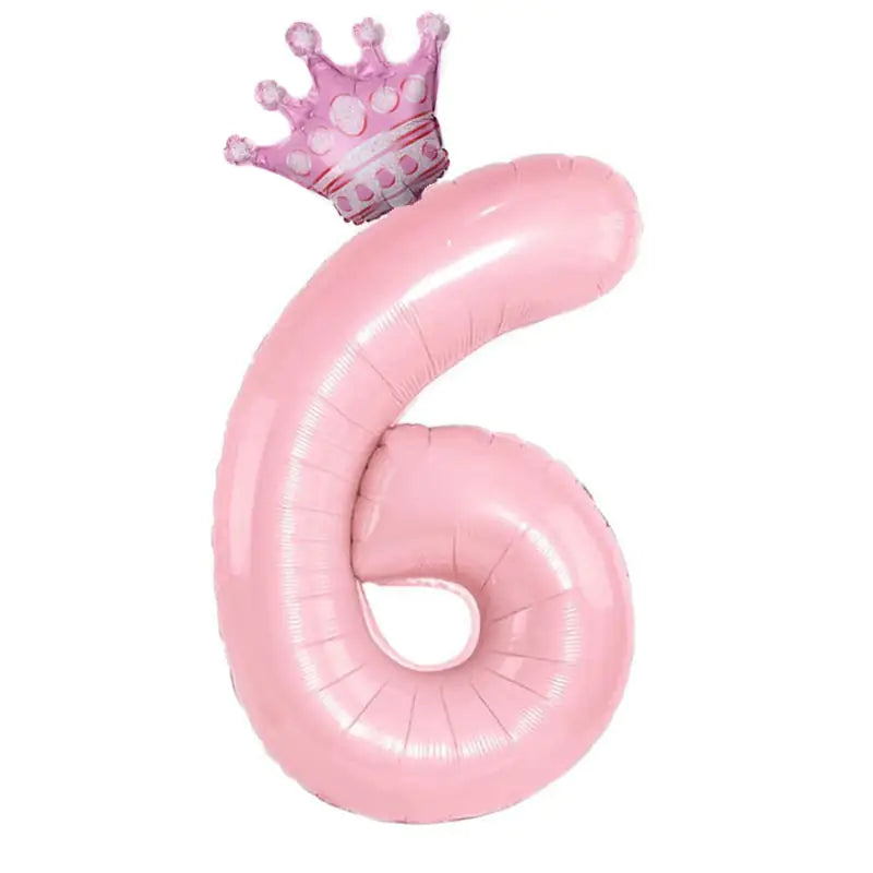 32inch Pastel Baby Blue Pink Foil Number Balloon With Crown 1 2 3 4 5 6 7  Birthday Party Baby Shower Wedding Decoration