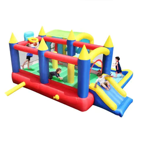 7 In 1 Inflatable Bounce House, Bouncy House With Ball Pit For Kids Indoor Outdoor Party Family Fun, Obstacles, Toddler Bouncy Castle With Ball Pit For Birthday Party Gifts